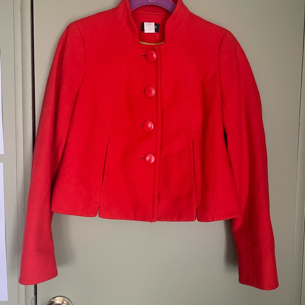 Y2K J.CREW Womens Jacket Orange Wool Blend  Blazer Sz 0